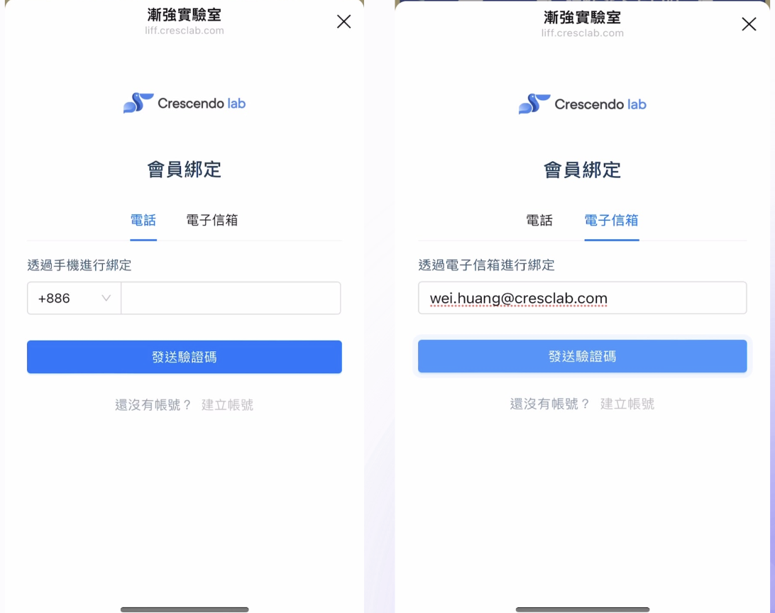 情況A：輸入電話或 Email 驗證