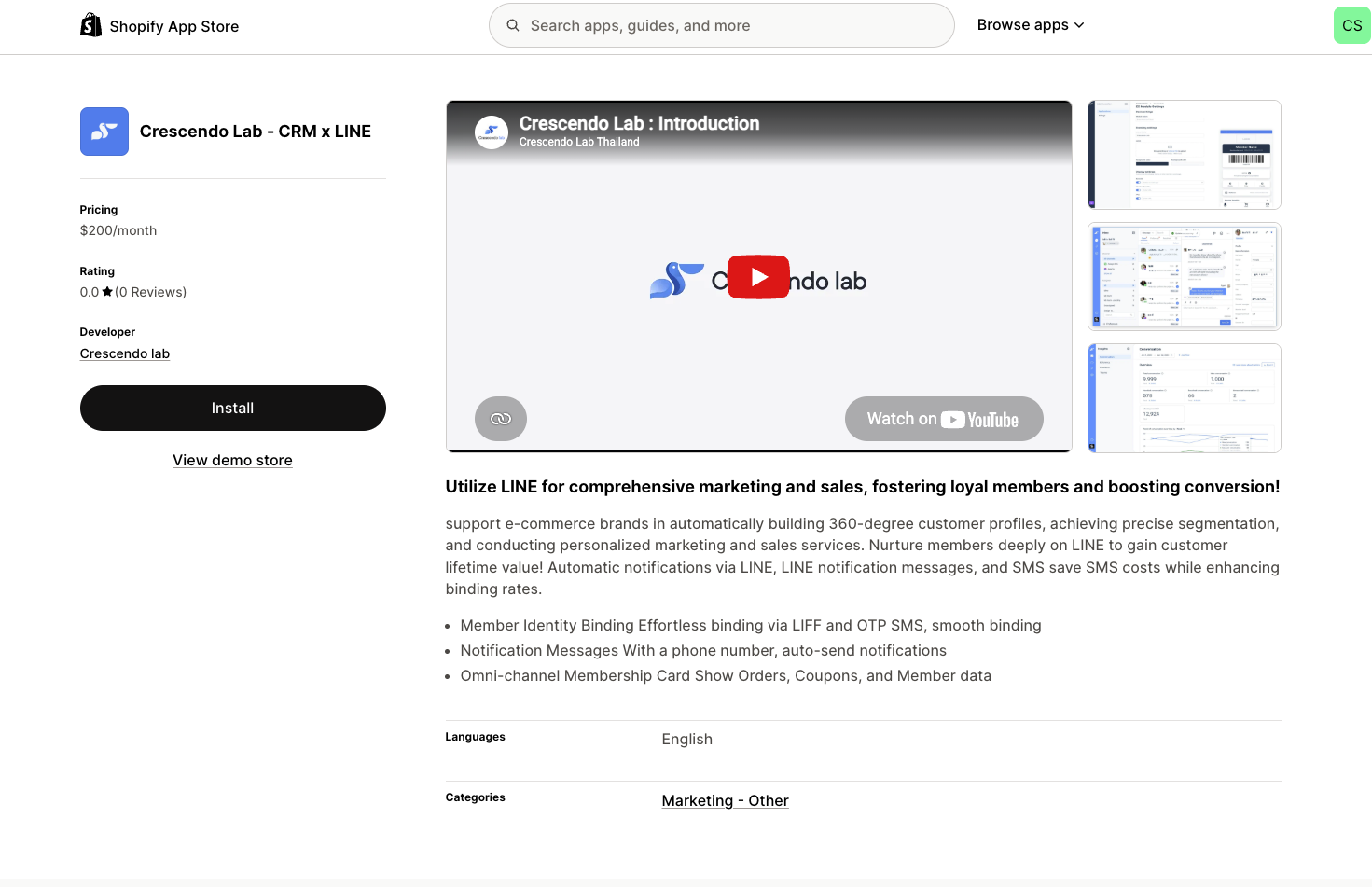Search and install Crescendo Lab app